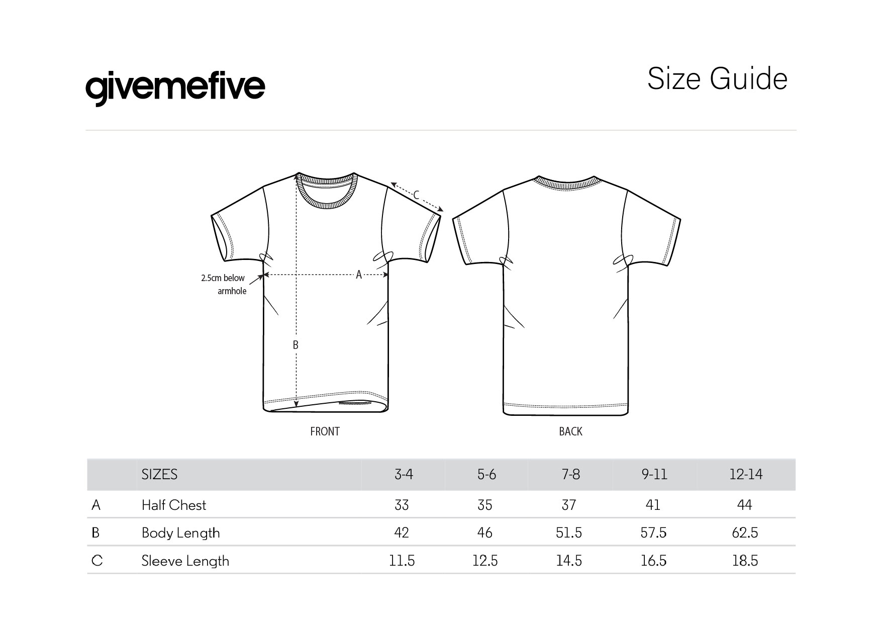 givemefive_taille _t-shirt_enfant givemefive_taille _t-shirt_enfant