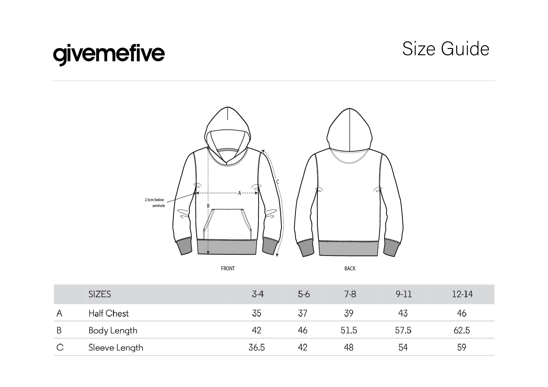 givemefive_taille_enfant_hoodie givemefive_taille_enfant_hoodie