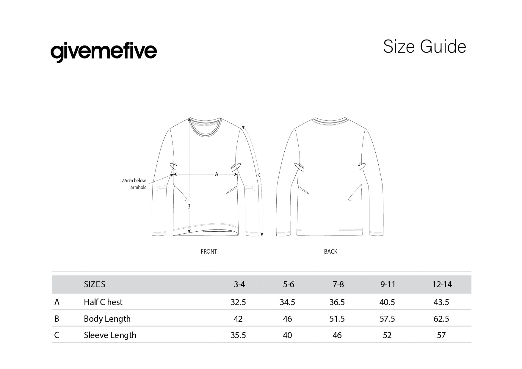 givemefive_taille_enfant_t-shirt_ml givemefive_taille_enfant_t-shirt_ml