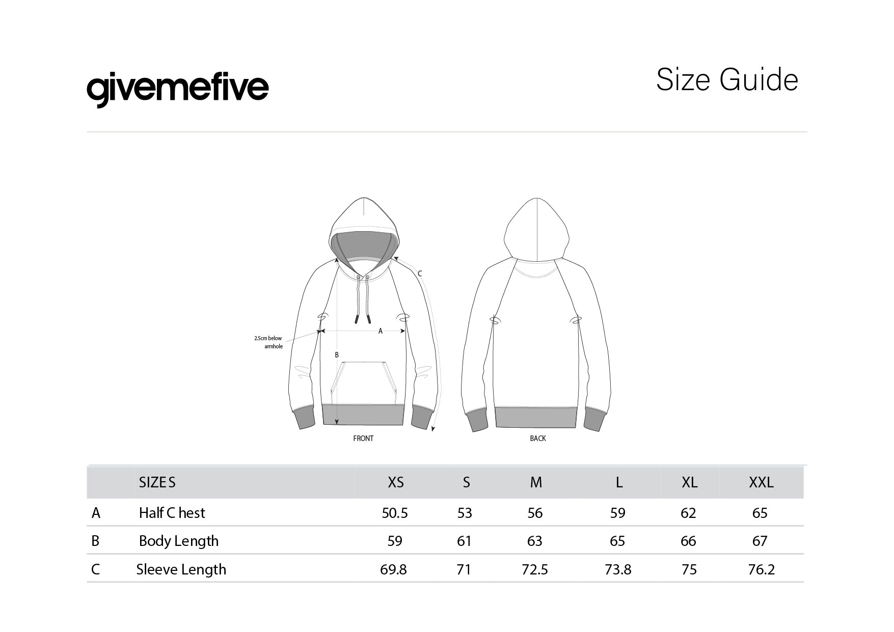 givemefive_taille_femme_hoodie givemefive_taille_femme_hoodie